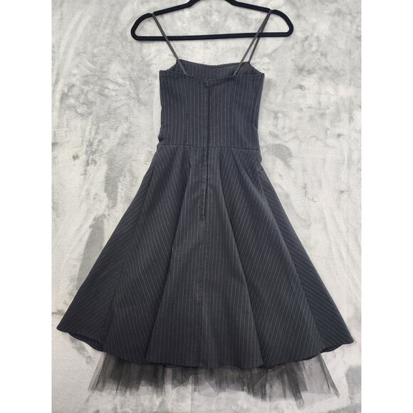 Vintage LA BELLE Dress Womens 3 Juniors Black Pin Striped Embroidered Party - Picture 4 of 11